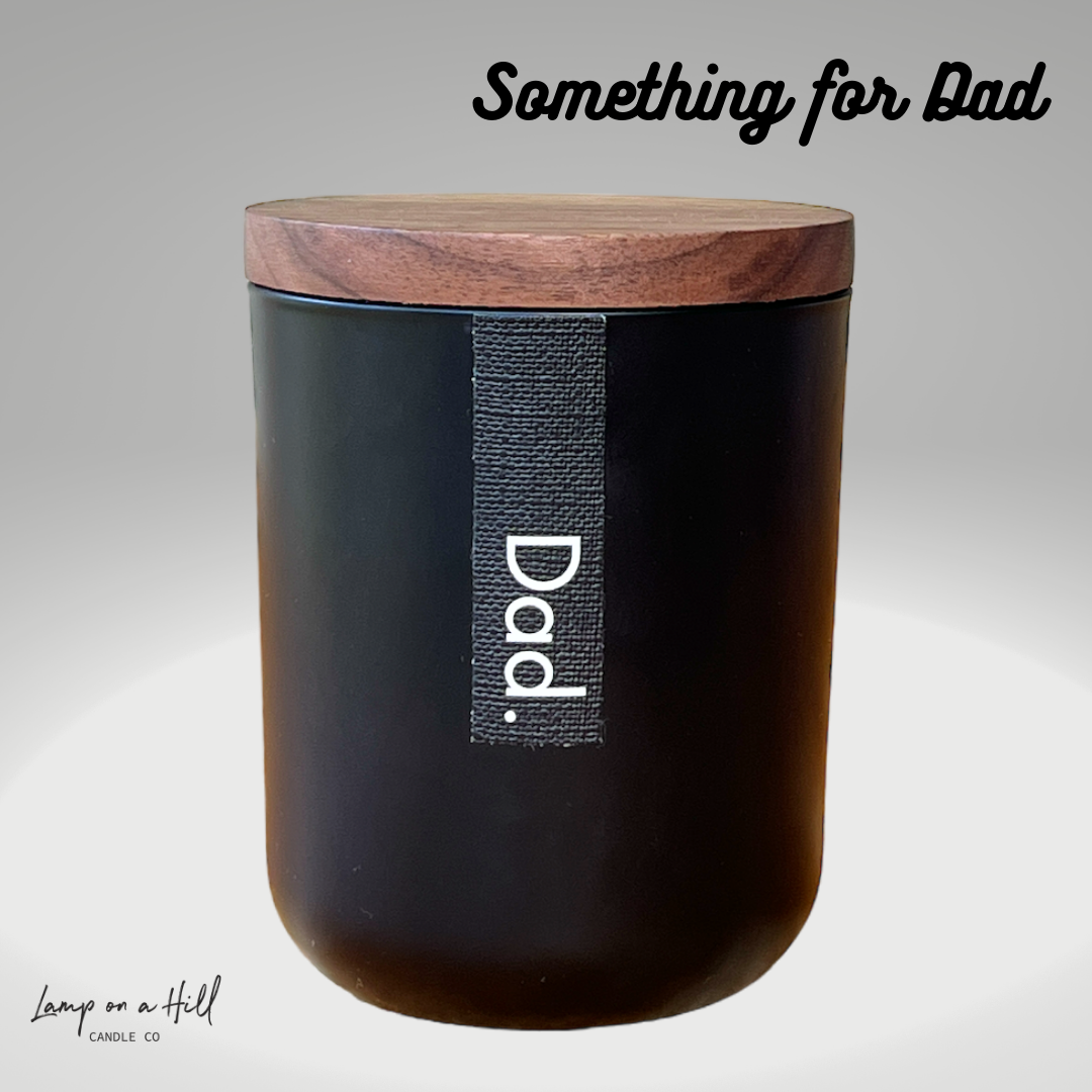 Father's Day Soy candle in black jar with walnut timber lid - choice of 3 scents!