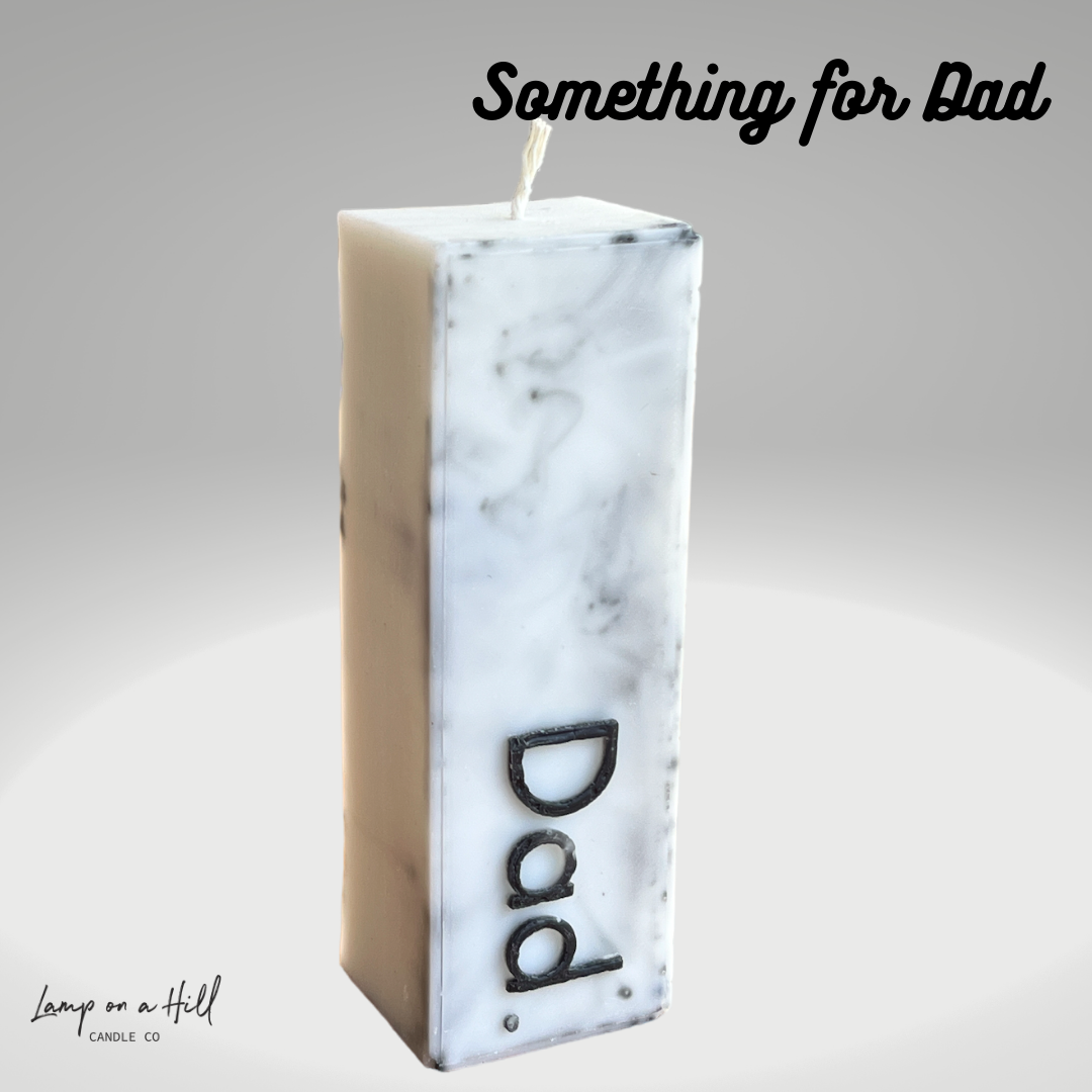 Father's Day 'Dad' Pillar Candle scented in Sea Salt & Driftwood