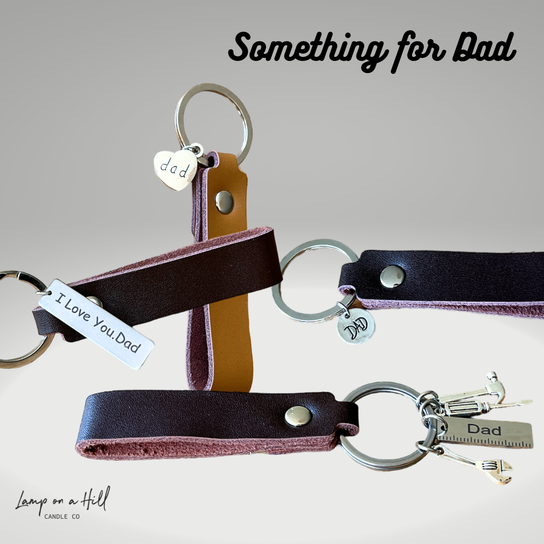 Dad Charm Leather Keyring