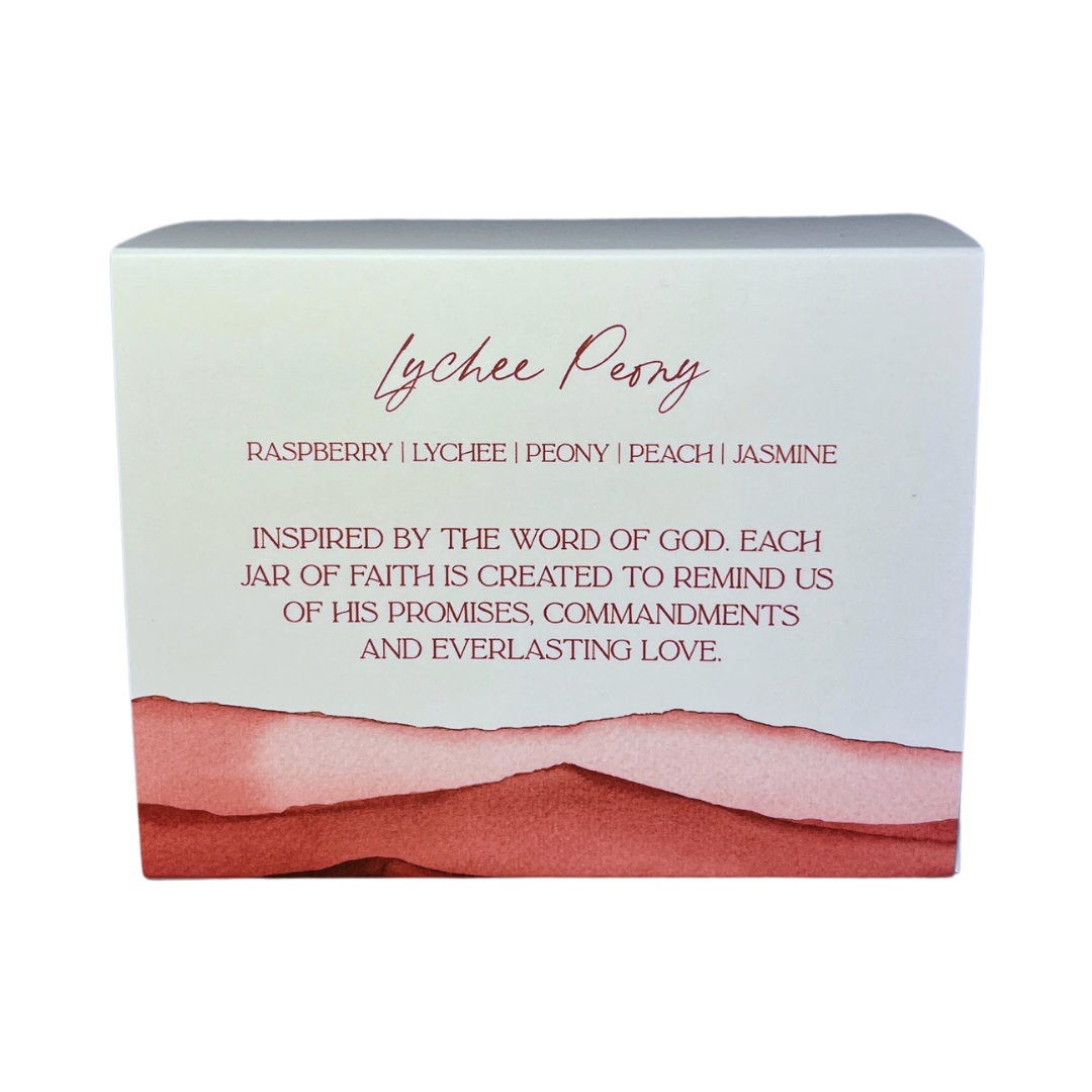 HOPE - Jars of Faith Candle Jar. LYCHEE PEONY scented. “In this world you will have trouble. But take heart! I have overcome the world.” John 16:33b