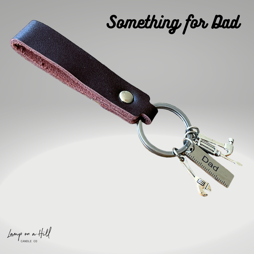 Dad Charm Leather Keyring