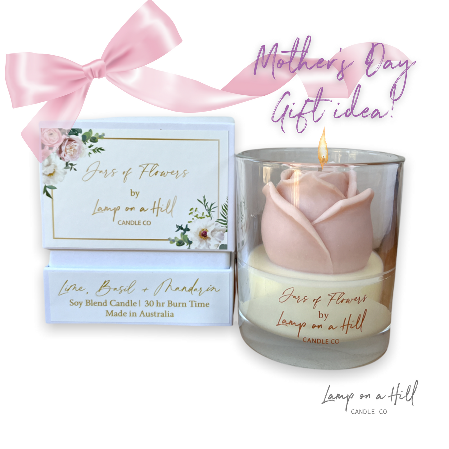 Jars of Flowers Candle Jar Rose