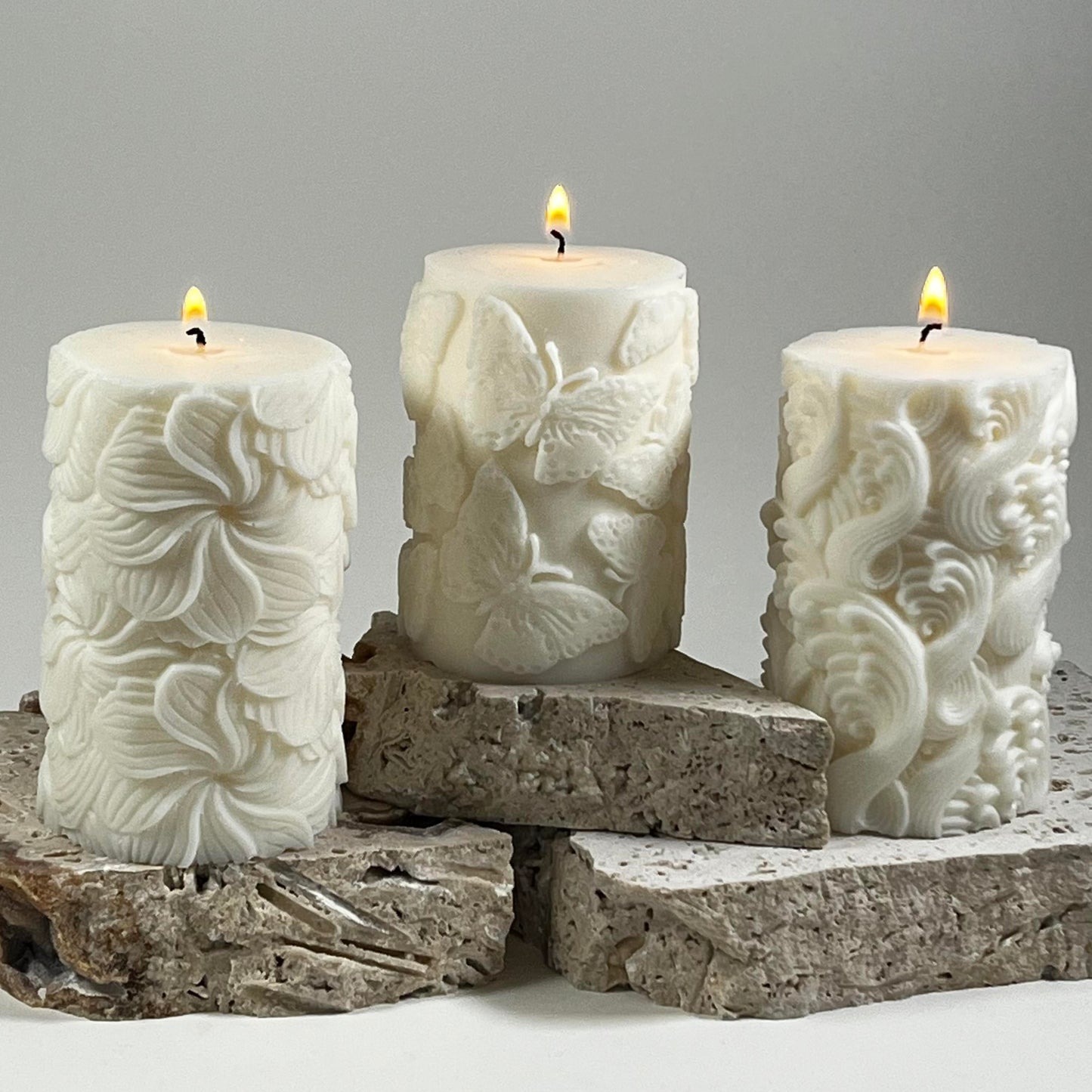 Flowers, Waves, Butterflies Sculptural Candles