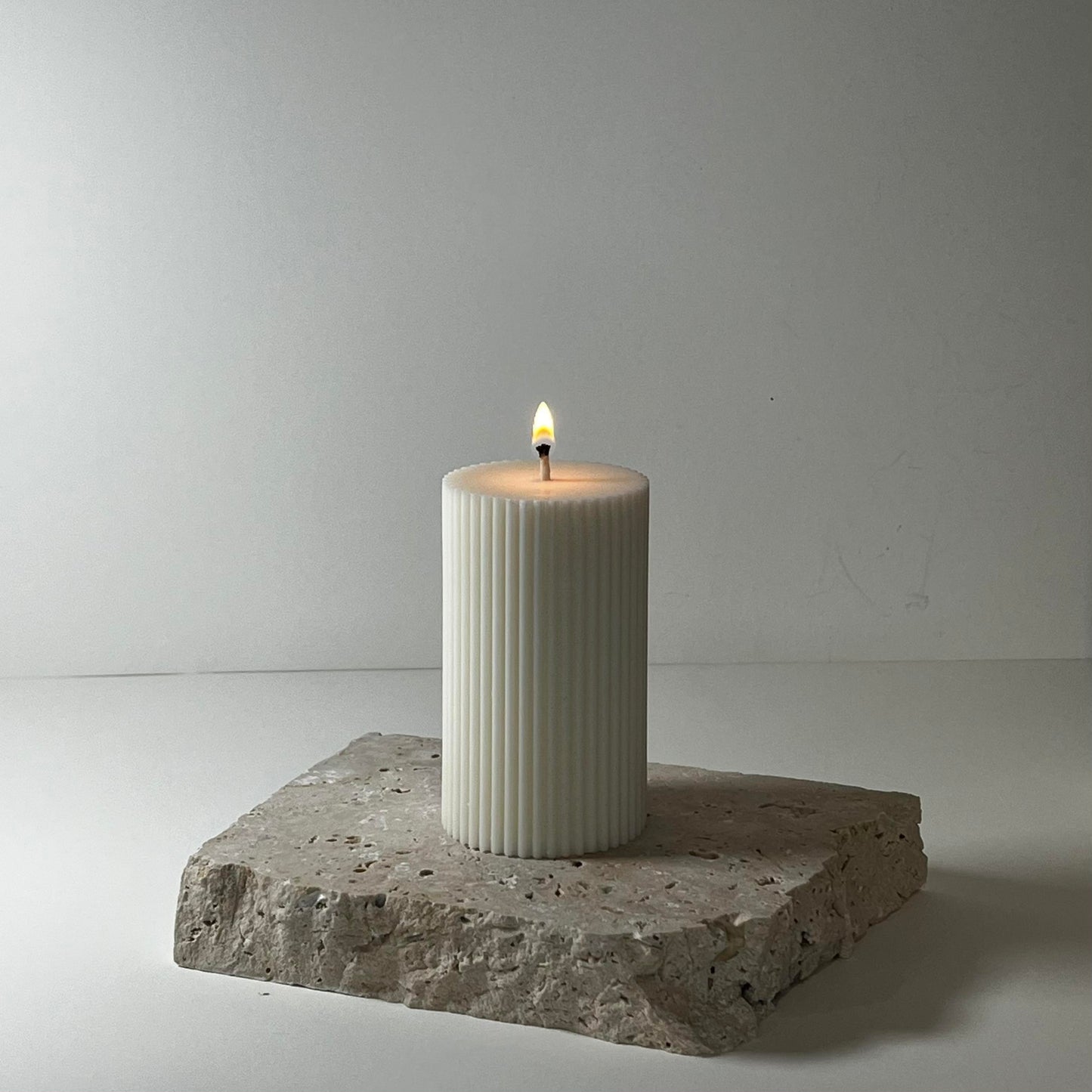 Ribbed Pillar Sculptural Candles