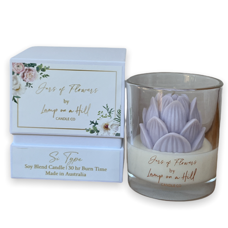 Jars of Flowers Candle Jar Lotus