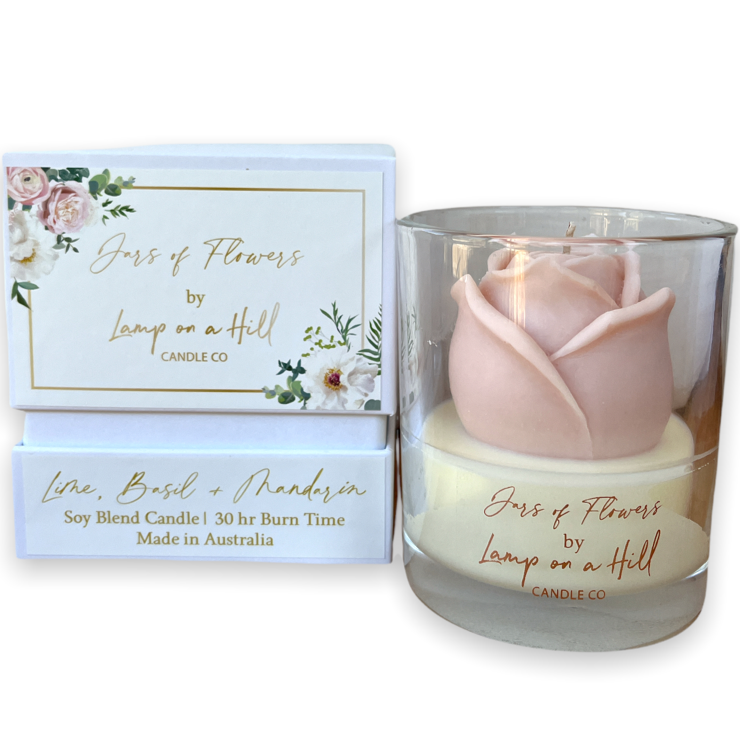 Jars of Flowers Candle Jar Rose