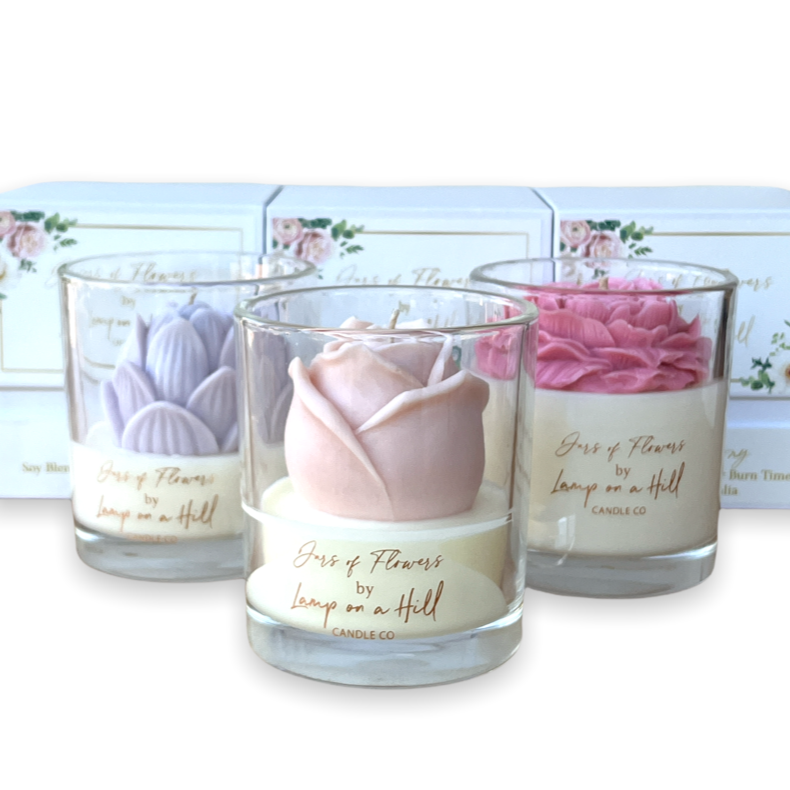 Jars of Flowers Candle Jar Rose