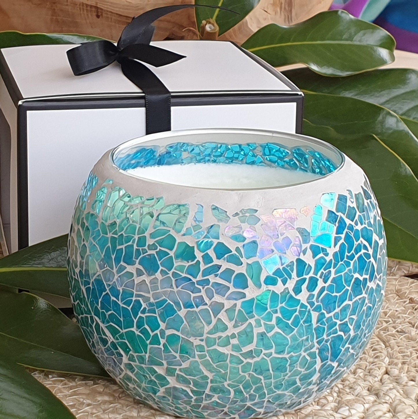 Blue Mosaic Candle