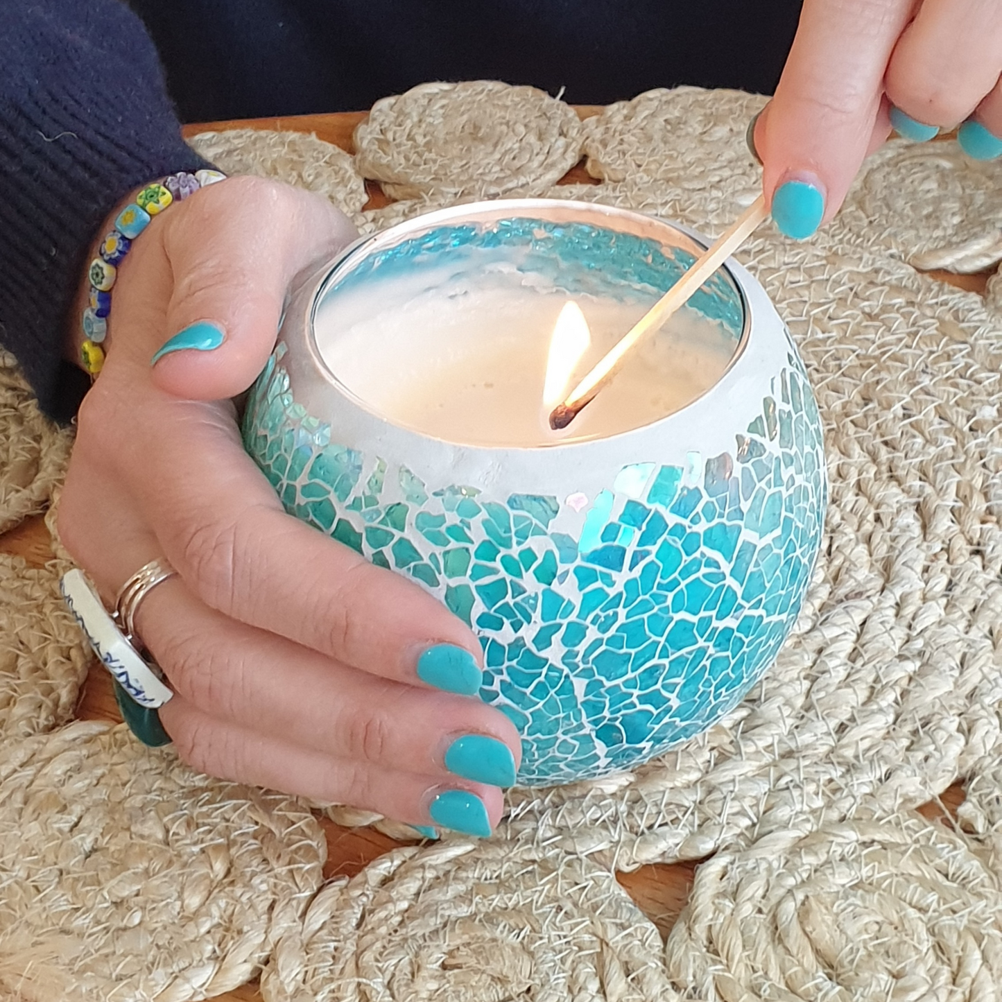 Blue Mosaic Candle